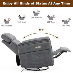 Electric Recliner Chair Armchair Sofa Rotatable With Charging Ports & Pillow - thumbnail 4