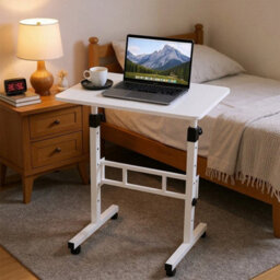 White Height Adjustable Standing Laptop Computer Desk Mobile Study Writing Table 40X60 - thumbnail 2