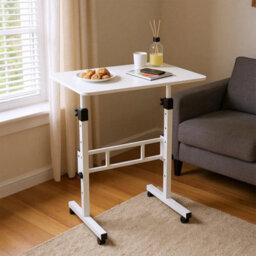 White Height Adjustable Standing Laptop Computer Desk Mobile Study Writing Table 40X60 - thumbnail 4