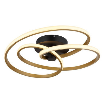 Luminosa Lighting Luminosa Glyxar Gold Integrated Led Semi Flush Ceiling Light Matt Black Led 3000K - image 1