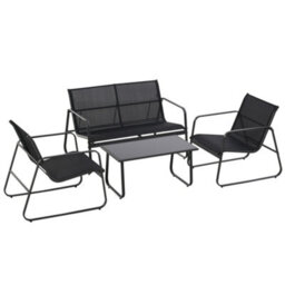 Outsunny 4 Piece Garden Furniture Set Patio Sofa Set W/ Chairs, Glass Top Table - thumbnail 2