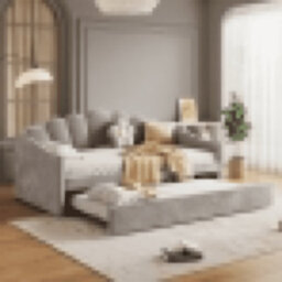 Matteo Grey Velvet 3Ft Single Upholstered Daybed With Pull-Out Trundle - Space-Saving Guest Bed - thumbnail 1