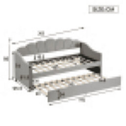 Matteo Grey Velvet 3Ft Single Upholstered Daybed With Pull-Out Trundle - Space-Saving Guest Bed - thumbnail 3