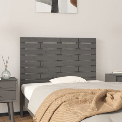 Berkfield Wall Headboard Grey 106X3X63 Cm Solid Wood Pine - image 1