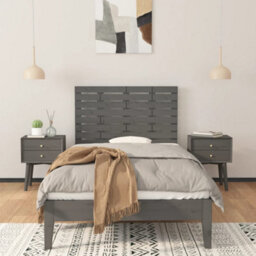 Berkfield Wall Headboard Grey 106X3X63 Cm Solid Wood Pine - thumbnail 3