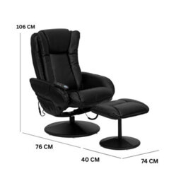Fwstyle Black Faux Leather Heated Massaging Reclining Armchair With Stool - thumbnail 6