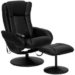Fwstyle Black Faux Leather Heated Massaging Reclining Armchair With Stool - thumbnail 4