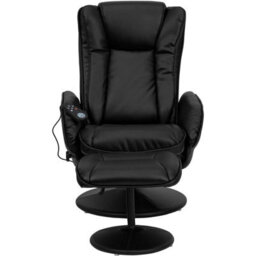Fwstyle Black Faux Leather Heated Massaging Reclining Armchair With Stool - thumbnail 3