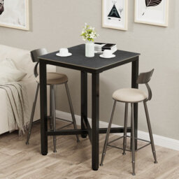 Fativo L70 X W70 X H105 Cm Tall Sintered Stone Square Bar Table Kitchen Dining Table Cocktail Hour Social Gathering, Black