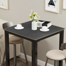 Fativo L70 X W70 X H105 Cm Tall Sintered Stone Square Bar Table Kitchen Dining Table Cocktail Hour Social Gathering, Black - thumbnail 6