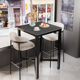 Fativo L70 X W70 X H105 Cm Tall Sintered Stone Square Bar Table Kitchen Dining Table Cocktail Hour Social Gathering, Black - thumbnail 7