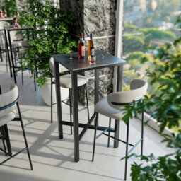 Fativo L70 X W70 X H105 Cm Tall Sintered Stone Square Bar Table Kitchen Dining Table Cocktail Hour Social Gathering, Black - thumbnail 9