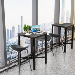 Fativo L70 X W70 X H105 Cm Tall Sintered Stone Square Bar Table Kitchen Dining Table Cocktail Hour Social Gathering, Black - thumbnail 8