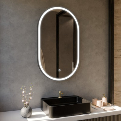 Harper & Harlow 800X500 Pill Matt Black Led Illuminated Bathroom Mirror - image 1