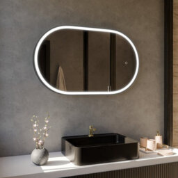 Harper & Harlow 800X500 Pill Matt Black Led Illuminated Bathroom Mirror - thumbnail 4