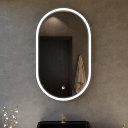 Harper & Harlow 800X500 Pill Matt Black Led Illuminated Bathroom Mirror - thumbnail 5