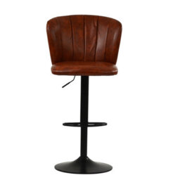 Lakeland Furniture Chelsea Vintage Brown Faxu Leather Bar Stool Black Gas Lift Base