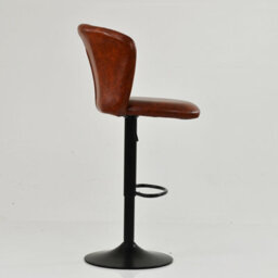 Lakeland Furniture Chelsea Vintage Brown Faxu Leather Bar Stool Black Gas Lift Base - thumbnail 5