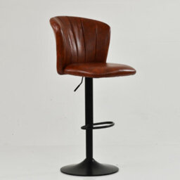 Lakeland Furniture Chelsea Vintage Brown Faxu Leather Bar Stool Black Gas Lift Base - thumbnail 4