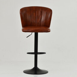 Lakeland Furniture Chelsea Vintage Brown Faxu Leather Bar Stool Black Gas Lift Base - thumbnail 3