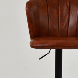 Lakeland Furniture Chelsea Vintage Brown Faxu Leather Bar Stool Black Gas Lift Base - thumbnail 7