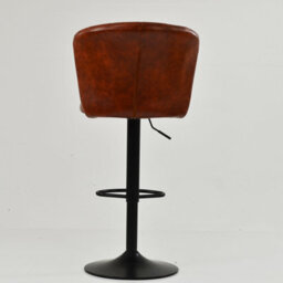Lakeland Furniture Chelsea Vintage Brown Faxu Leather Bar Stool Black Gas Lift Base - thumbnail 6