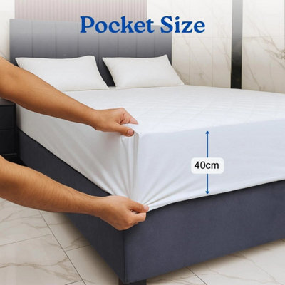 Extra Deep Quilted Mattress Protector Bed Topper Cover Fitted Sheet Pad - image 1