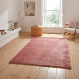 Beige Rose Blush Plain Shaggy 45mm Thick Stain-Resistant Rug For Bedroom, Dining Room, Easy To Clean Rug-80Cm X 150Cm - thumbnail 1
