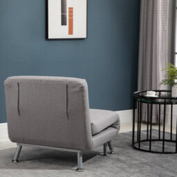 Wyld Haus Kano Fabric Grey Futon Sofa Chair - Adjustable Backrest, Single Bed Conversion, Soft-Touch Fabric - thumbnail 8