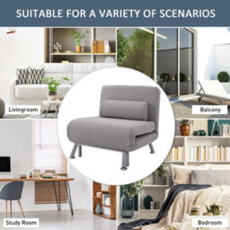 Wyld Haus Kano Fabric Grey Futon Sofa Chair - Adjustable Backrest, Single Bed Conversion, Soft-Touch Fabric - thumbnail 6