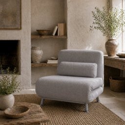 Wyld Haus Kano Fabric Grey Futon Sofa Chair - Adjustable Backrest, Single Bed Conversion, Soft-Touch Fabric - thumbnail 1