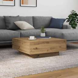 Berkfield Coffee Table With Led Lights Artisan Oak 80X80X31 Cm - thumbnail 1