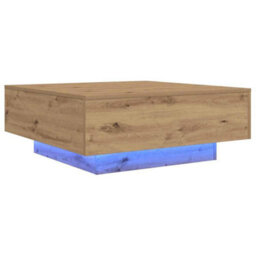 Berkfield Coffee Table With Led Lights Artisan Oak 80X80X31 Cm - thumbnail 4