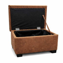 Furnishings For Less UK Oakland Tan Leather Look Storage Footstool