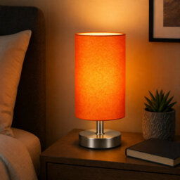 Billtix Pink Bedside Touch Table Lamp Dimmable Led Desk Light Fabric Shade Chrome Base Modern Bedroom Night Light Decorative Lamp - thumbnail 2