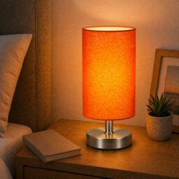 Billtix Pink Bedside Touch Table Lamp Dimmable Led Desk Light Fabric Shade Chrome Base Modern Bedroom Night Light Decorative Lamp - thumbnail 5