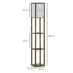 Homcom Floor Lamp Reading Lamp With 3-Tier Storage Shelf For Home Office Brown - thumbnail 3