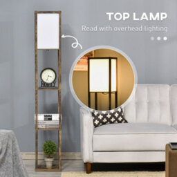 Homcom Floor Lamp Reading Lamp With 3-Tier Storage Shelf For Home Office Brown - thumbnail 5