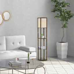 Homcom Floor Lamp Reading Lamp With 3-Tier Storage Shelf For Home Office Brown - thumbnail 9