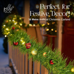 Pelle & Sol Extra-Long 16M (52Ft) Green Tinsel Christmas Garland - Flexible Plain Pvc Foliage For Trees, Mantels & Outdoor Decor - thumbnail 3