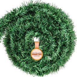 Pelle & Sol Extra-Long 16M (52Ft) Green Tinsel Christmas Garland - Flexible Plain Pvc Foliage For Trees, Mantels & Outdoor Decor - thumbnail 1