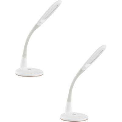 Set Of 2 Modern White Touch Table Lamps With Dimming Led Bulbs - 3.7W Included - image 1