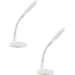 Set Of 2 Modern White Touch Table Lamps With Dimming Led Bulbs - 3.7W Included - thumbnail 1