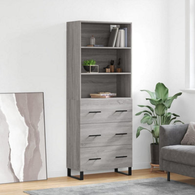 Berkfield Highboard Grey Sonoma 69.5X34X180 Cm Engineered Wood - image 1