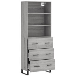 Berkfield Highboard Grey Sonoma 69.5X34X180 Cm Engineered Wood - thumbnail 4