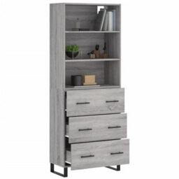Berkfield Highboard Grey Sonoma 69.5X34X180 Cm Engineered Wood - thumbnail 3