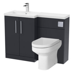 Level Bathroom Bundle Floor Standing Vanity Basin And Wc Unit With Pan, Seat And Cistern - Left Hand - Dark Grey - Balterley