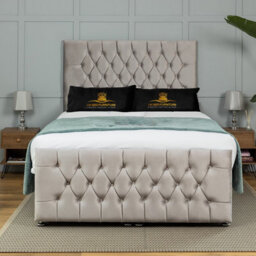 UKBEDFURNITURE Winchester Plush Silver End Opening Divan Ottoman Bed With 54 Inch Headboard - thumbnail 2