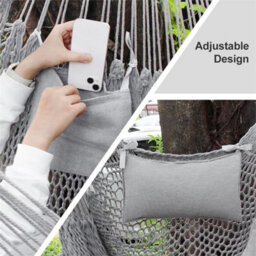 Light Grey Hammock Chair,mesh Swing Chair, Cotton Rope Handwoven Chair With Collapsible Met - thumbnail 3