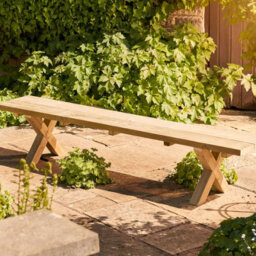 Timber Foundry Chunky Rustic Farmhouse X Leg Table Set 10-12 Seater With 2 Benches - thumbnail 6